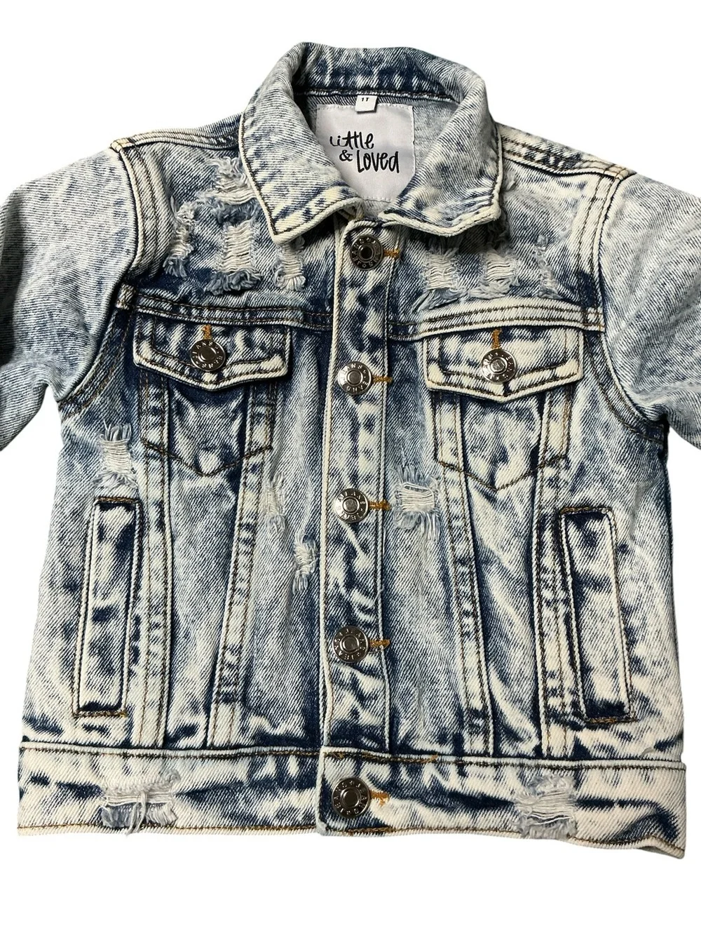 KISS Upcycled Denim 80s Stonewashed Distressed Band Jean Jacket Costume